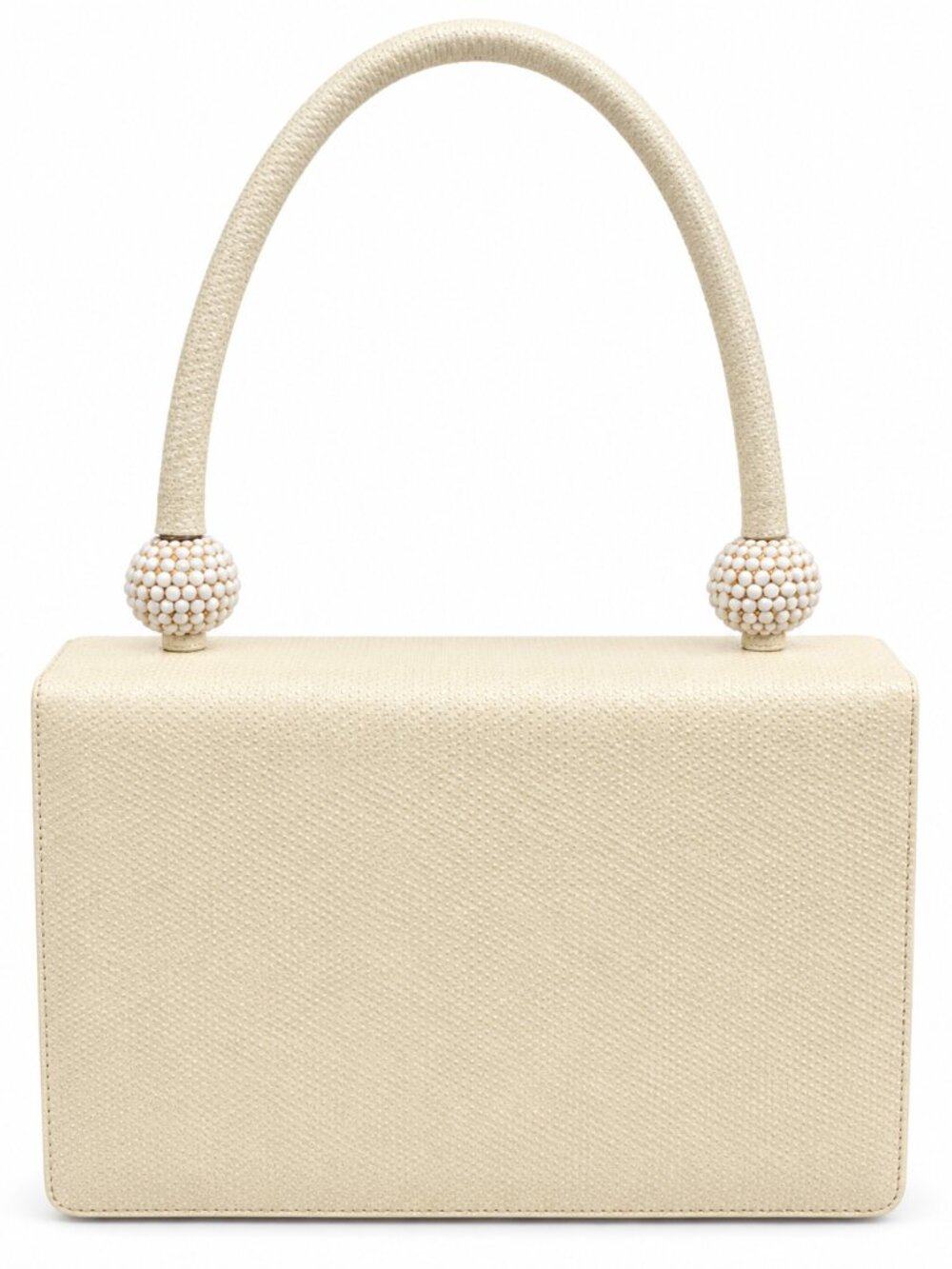 Vintage Judith Leiber Ivory Top Handle Bag Beaded Structured Handbag - Picture 4 of 4
